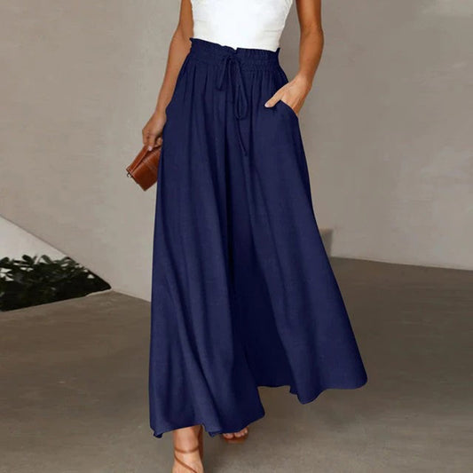 Relaxed Fit Wide-Leg Trousers