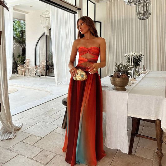 Twist-Front Bandeau Gown