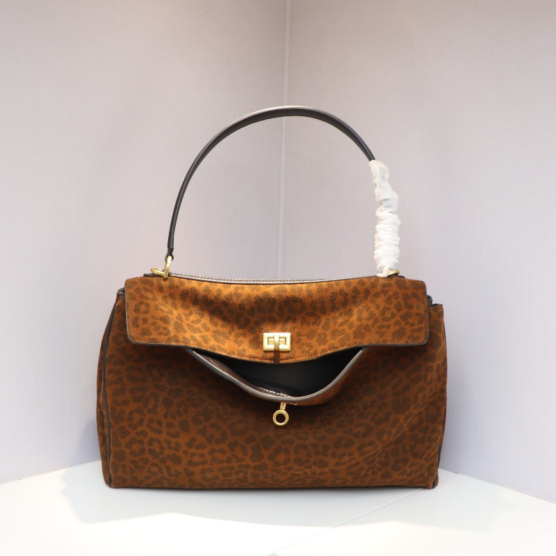 Fold-Top Suede Tote