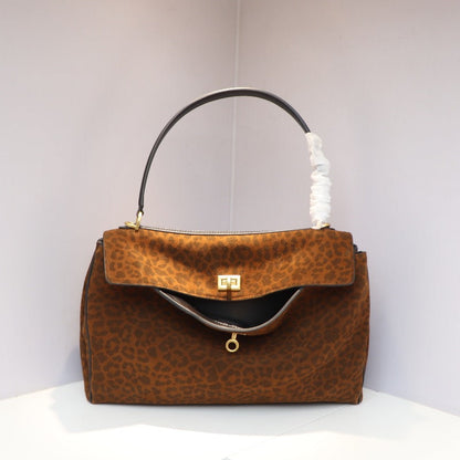 Fold-Top Suede Tote