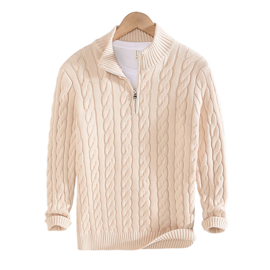 Textured Zip-Neck Sweater