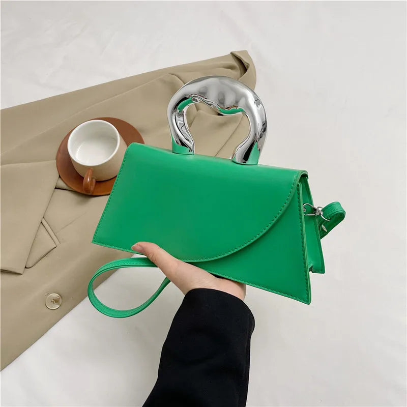 Geometric Mini Bag with Metallic Ring Handle
