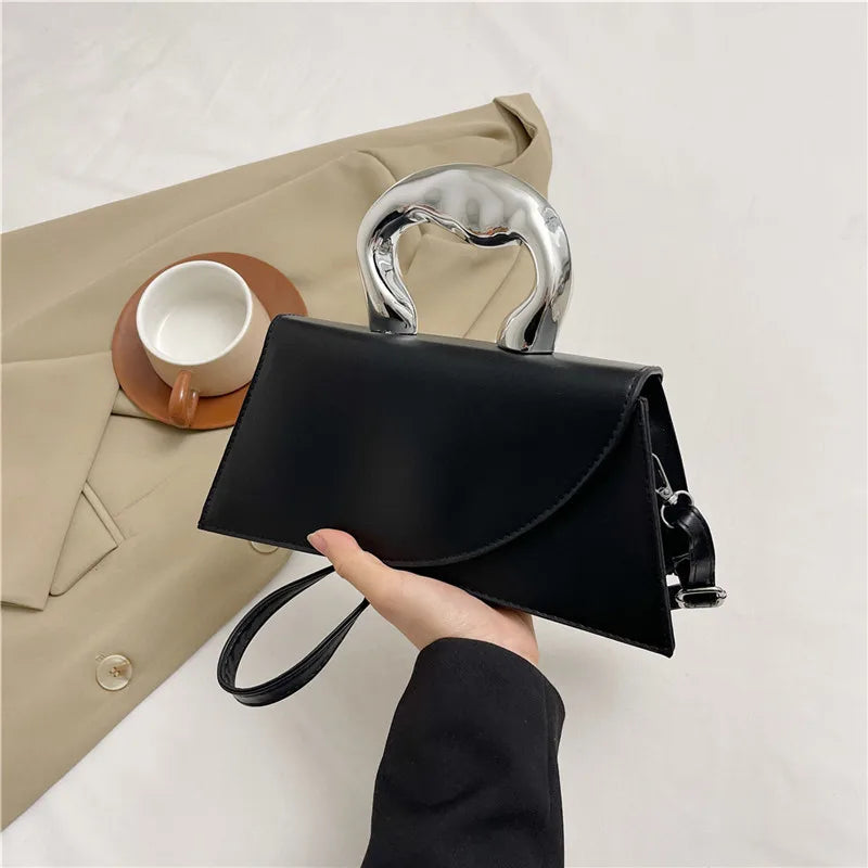 Geometric Mini Bag with Metallic Ring Handle