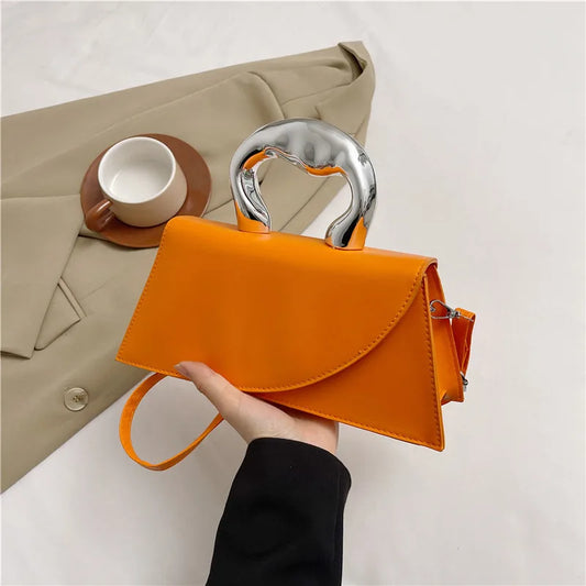 Geometric Mini Bag with Metallic Ring Handle