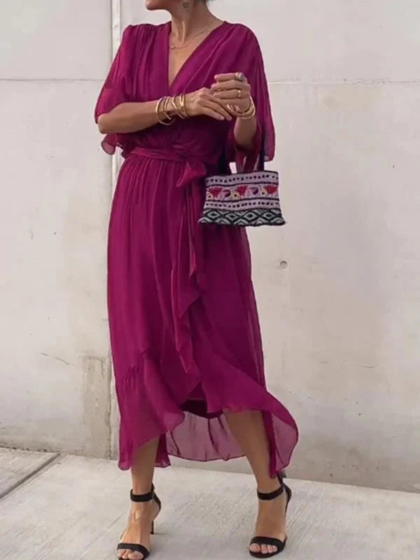Belted Wrap Midi Dress