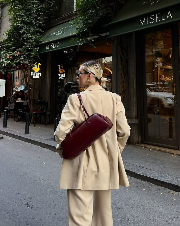 Minimal Barrel-Style Shoulder Bag