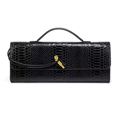 Curved Handle Clutch with Embossed Strap Detail