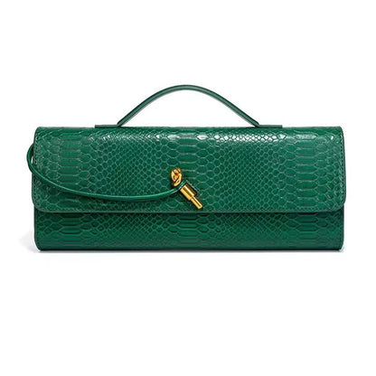 Curved Handle Clutch with Embossed Strap Detail