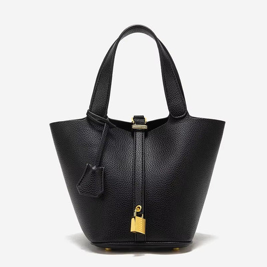 Structured Padlock Bucket Bag