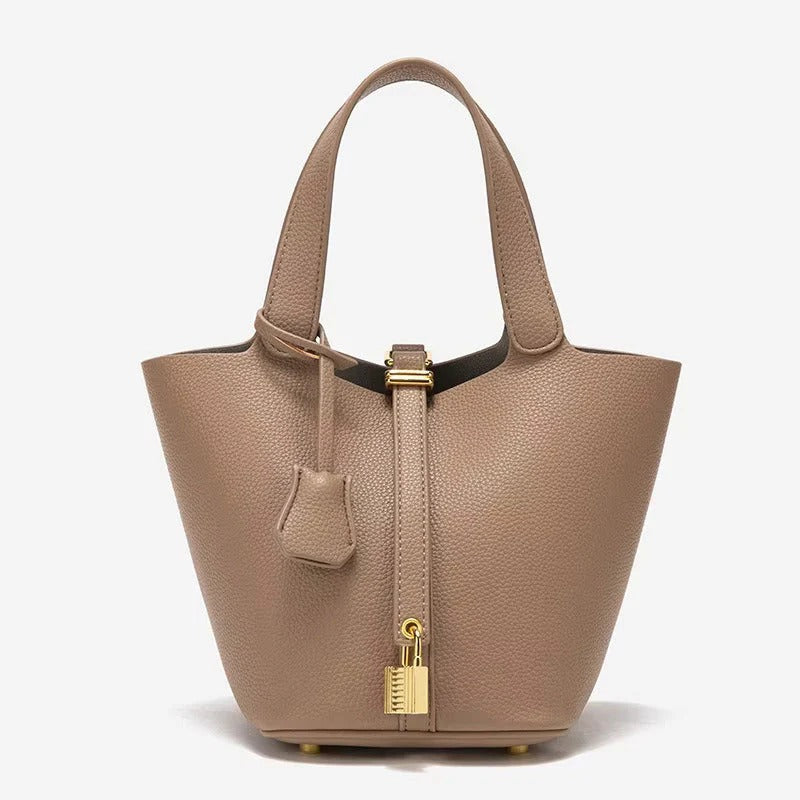 Structured Padlock Bucket Bag