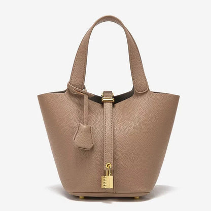 Structured Padlock Bucket Bag