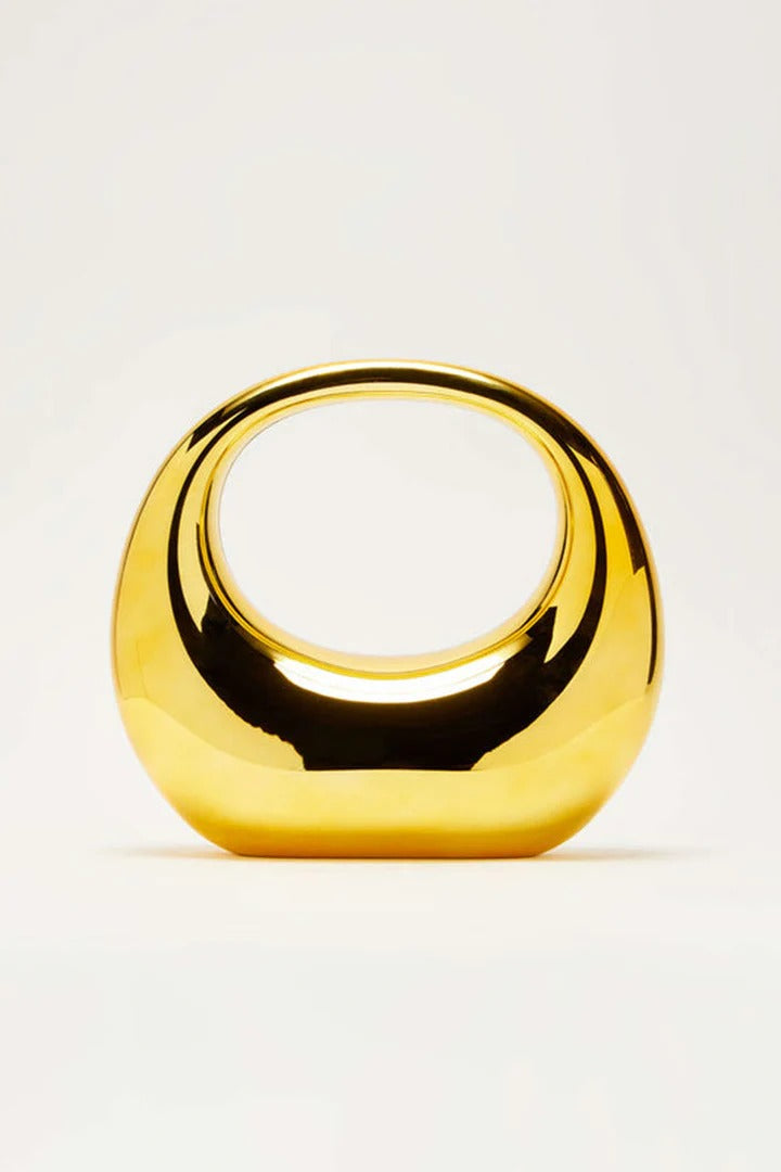 Curved Mirror-Finish Handbag