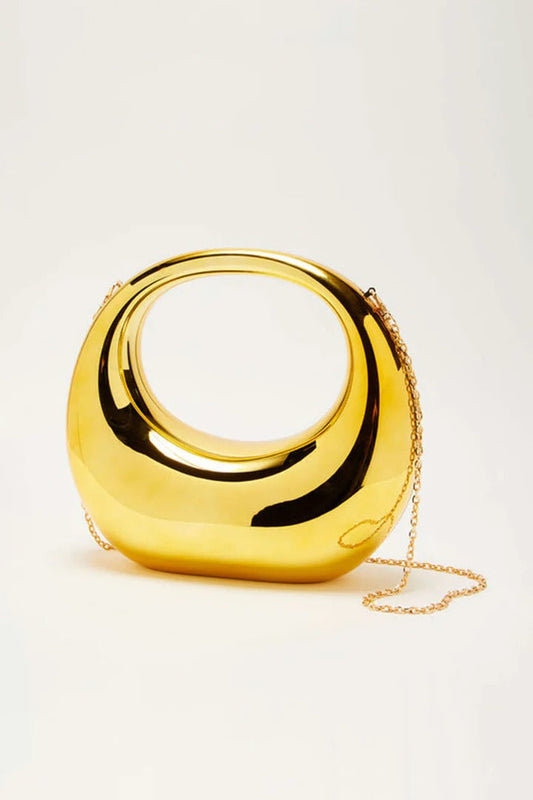 Curved Mirror-Finish Handbag