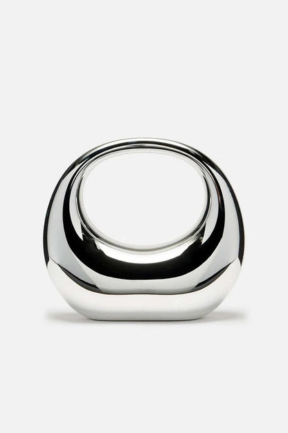 Curved Mirror-Finish Handbag