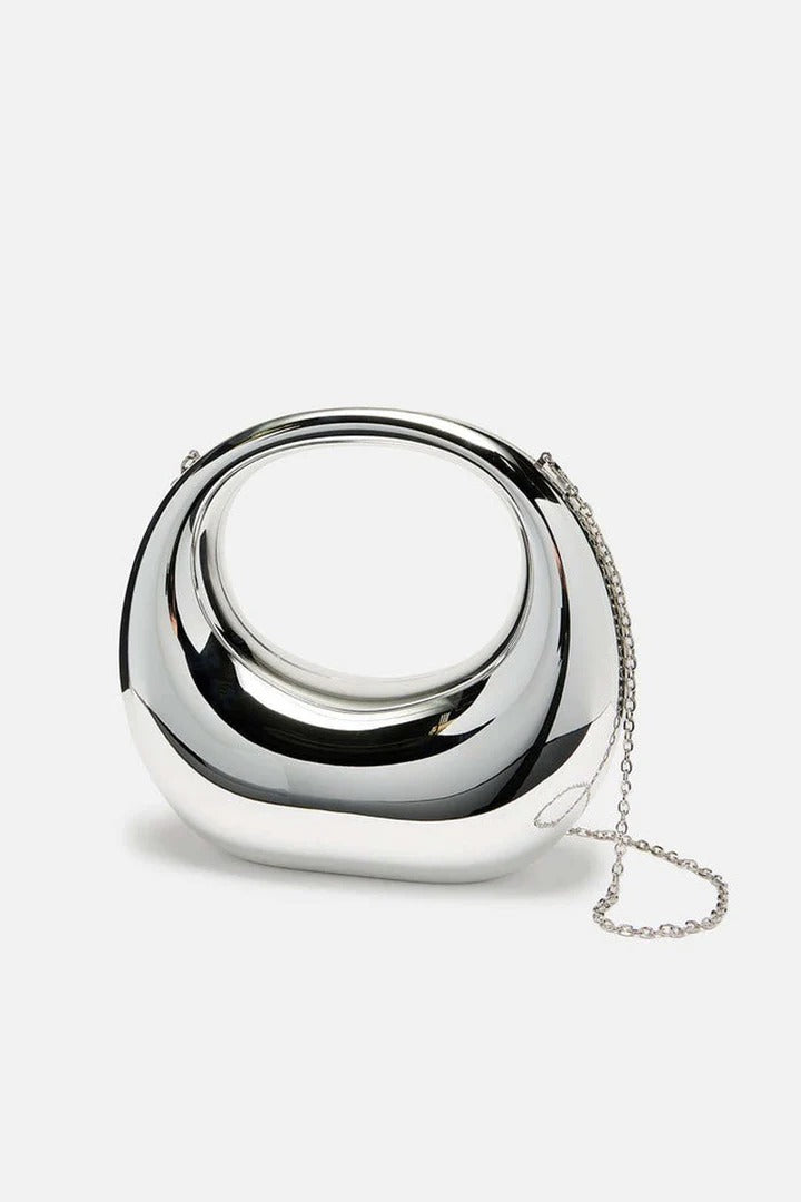 Curved Mirror-Finish Handbag