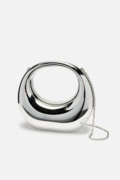 Curved Mirror-Finish Handbag