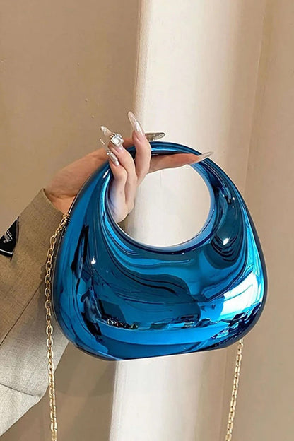 Curved Mirror-Finish Handbag