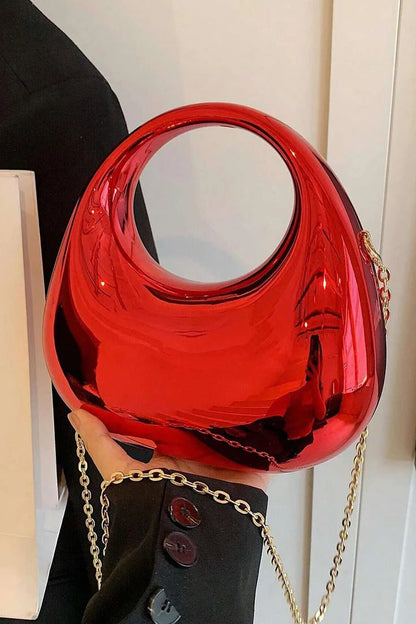 Curved Mirror-Finish Handbag