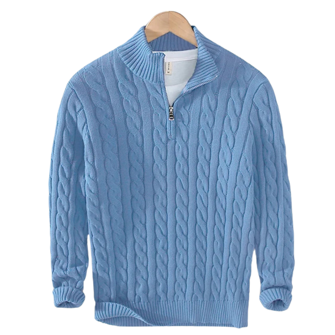 Textured Zip-Neck Sweater