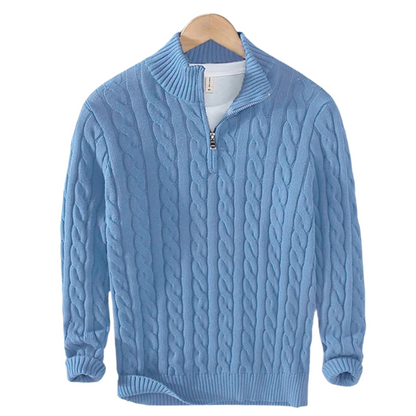 Textured Zip-Neck Sweater