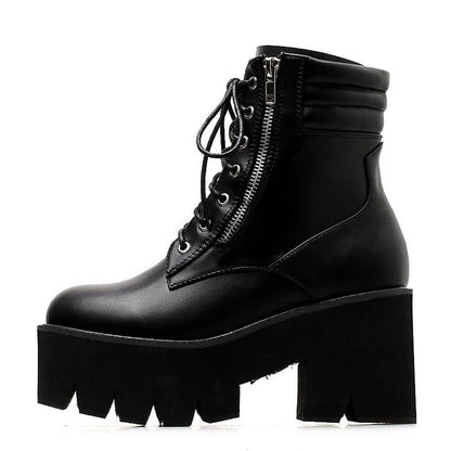 Treaded Lace-Up Ankle Boots