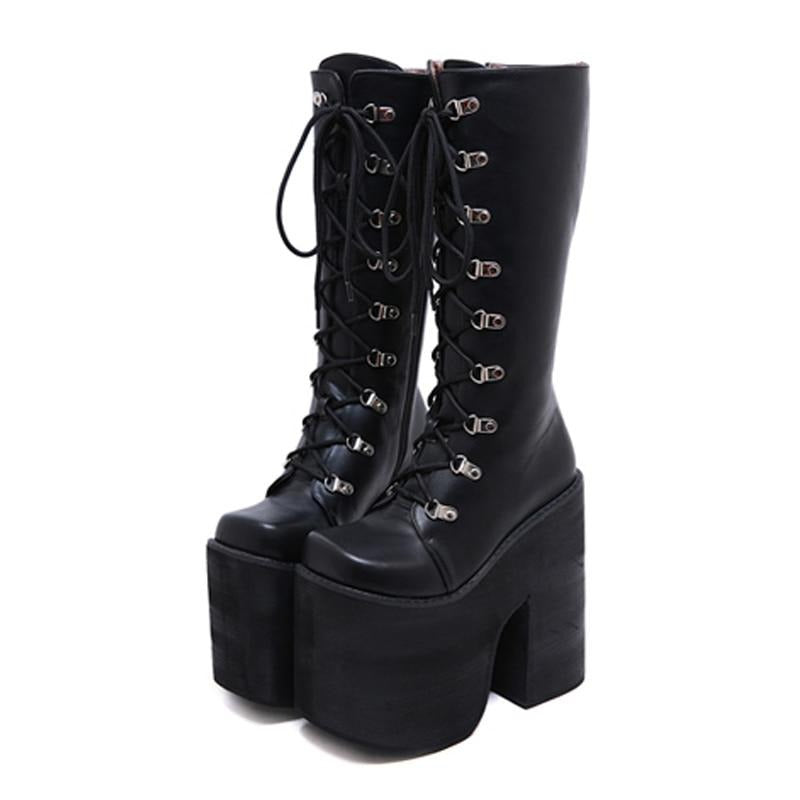 High-Rise Lace-Up Boots