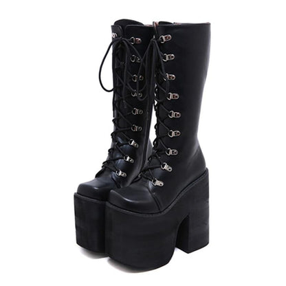 High-Rise Lace-Up Boots