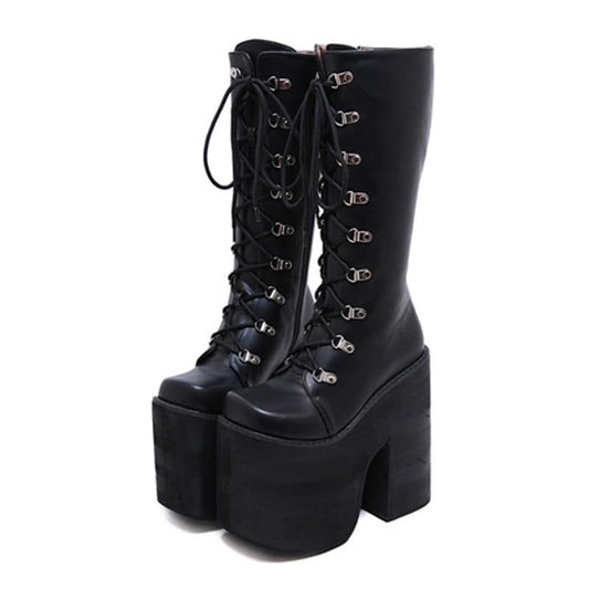 High-Rise Lace-Up Boots