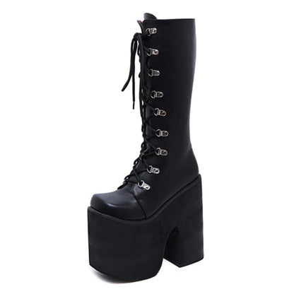 High-Rise Lace-Up Boots