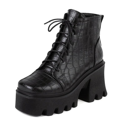 Textured Lace-Up Tread Boots