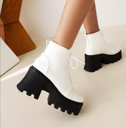 Textured Lace-Up Tread Boots