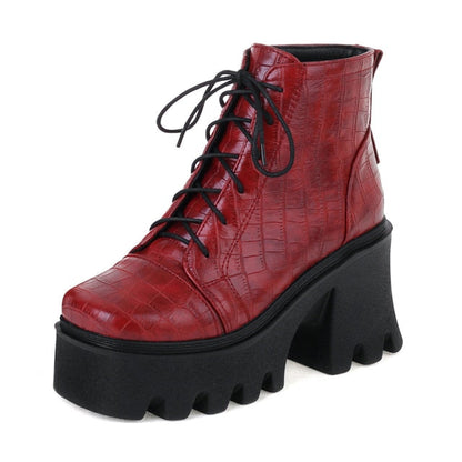Textured Lace-Up Tread Boots