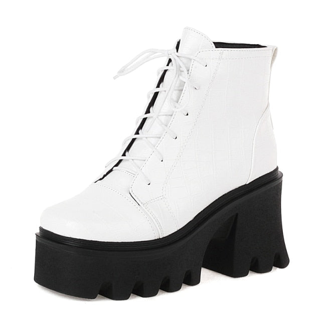 Textured Lace-Up Tread Boots