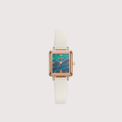 Women's Patterned Square Dial Watch with Textured Band