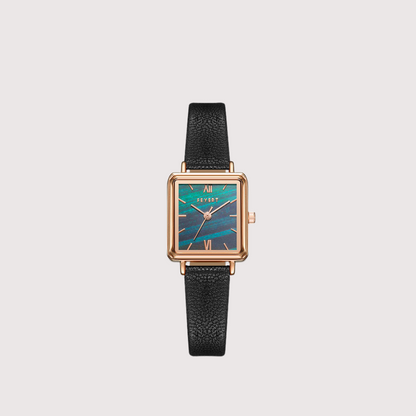 Women's Patterned Square Dial Watch with Textured Band