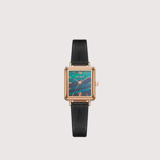 Women's Patterned Square Dial Watch with Textured Band