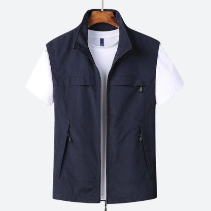Multi-Pocket Zip Vest with Structured Front